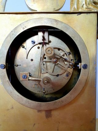 Antique French Empire Napoleon Gilt Bronze Mantel Clock Ormolu 1820 19thc 11