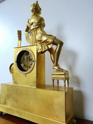 Antique French Empire Napoleon Gilt Bronze Mantel Clock Ormolu 1820 19thc 12
