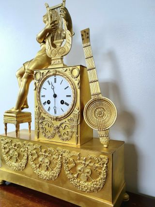 Antique French Empire Napoleon Gilt Bronze Mantel Clock Ormolu 1820 19thc 8