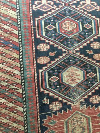 Antique Caucasian Kazak Rug Size 3.  5’ x 5.  5’ 10