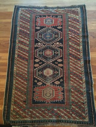 Antique Caucasian Kazak Rug Size 3.  5’ X 5.  5’