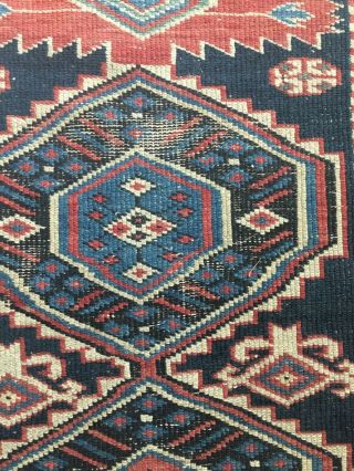 Antique Caucasian Kazak Rug Size 3.  5’ x 5.  5’ 3