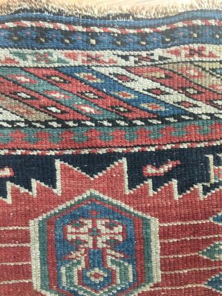 Antique Caucasian Kazak Rug Size 3.  5’ x 5.  5’ 4