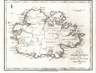 Map Of Antigua West Indies Antique 1791