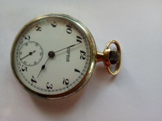 Antique,  Cyprus pocket watch.  Swiss 1930s Helvetia movt.  Wadsworth Platold case. 5