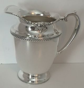 Community Georgian Silver Plated Water Pitcher Ice Lip 0597 Floral