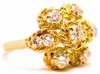 Boucheron France 18 Kt Gold Very Fine 1.  0 Ctw Diamonds Vintage Ring Rare 1960 