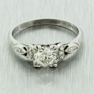 1920s Antique Art Deco Platinum 0.  70ctw G/vs1 Round Diamond Engagement Ring