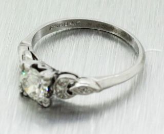 1920s Antique Art Deco Platinum 0.  70ctw G/VS1 Round Diamond Engagement Ring 3