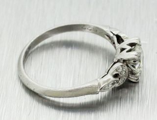 1920s Antique Art Deco Platinum 0.  70ctw G/VS1 Round Diamond Engagement Ring 4