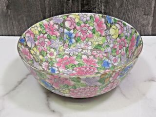 Chinese Export Porcelain Famille Rose Canton Footed Bowl Pink Flowers 7 7/8 "