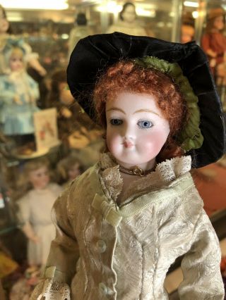 12” Antique FG Francois Gaultier French Fashion Doll In Fabulous Dress Red Wig 12