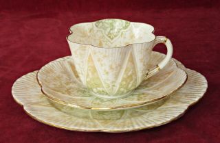 Antique Shelley/ Wileman Porcelain Tea Trio Dainty 9033 Cluster Of Flowers