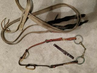 Rawhide Accent Western Bridle With Sliester Snaffle Bit And Reins