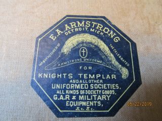 Antique E.  A.  Armstrong Knights Templar Masonic Hall Dress Hat Cross Feathers Box 3