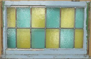 Midsize Old English Leaded Stained Glass Window Simple Color Block 28 " X 18 "