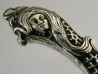 English Art Nouveau Sterling Silver Handled Button Hook 1903 Antique Rare