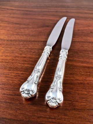 (2) Gorham Co.  Sterling Silver Handled Dinner Knives: Chantilly No Monograms