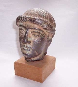 Antique/vintage Roman / Greek Womans Head Sculpture - Old Pottery Bust On Plinth