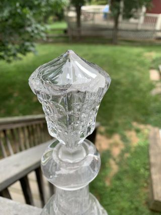 Antique c.  1850 Civil War Era Waffle & Thumbprint Flint Glass Decanter & Stopper 4
