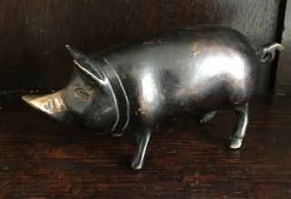 Antique Chinese Bronze Statue Sculture Of A Pig