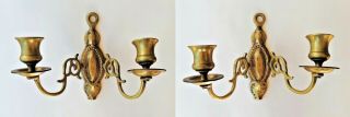 Two Scarce Antique 18th / Early 19th Century Georgian Brass Wall Sconces