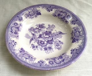 Antique Gustafsberg Sweden Purple Transfer Ware Bowl/plate - Asiatic Pheasants