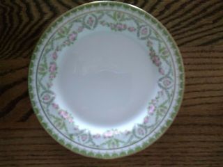 Antique Jean Pouyat (j.  P.  L) Limoges France Hand Painted Floral Plate Pink Green