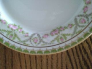 Antique Jean Pouyat (J.  P.  L) Limoges France Hand Painted Floral Plate Pink Green 3