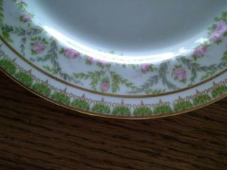 Antique Jean Pouyat (J.  P.  L) Limoges France Hand Painted Floral Plate Pink Green 4