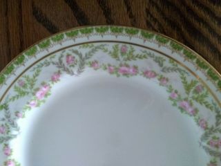 Antique Jean Pouyat (J.  P.  L) Limoges France Hand Painted Floral Plate Pink Green 7