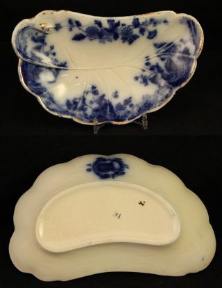 Antique WH Grindley China England Flow Blue Ironstone Merion Leaf Dish Set of 6 2