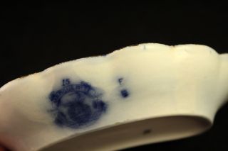 Antique WH Grindley China England Flow Blue Ironstone Merion Leaf Dish Set of 6 6