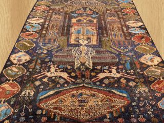 Authentic Hand Knotted historical Afghan Balouch Pictorial Wool Area Rug 6 x 4 3