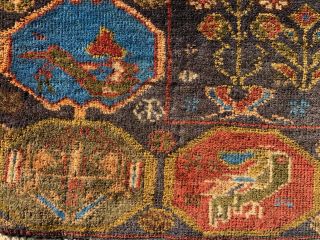 Authentic Hand Knotted historical Afghan Balouch Pictorial Wool Area Rug 6 x 4 6