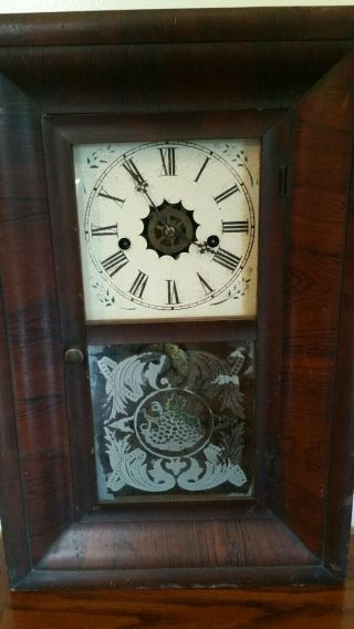 Antique Waterbury Clock Co 8 Day 30 Hour Mantle Wall Clock Parts or Repairs 2
