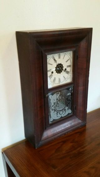 Antique Waterbury Clock Co 8 Day 30 Hour Mantle Wall Clock Parts or Repairs 4