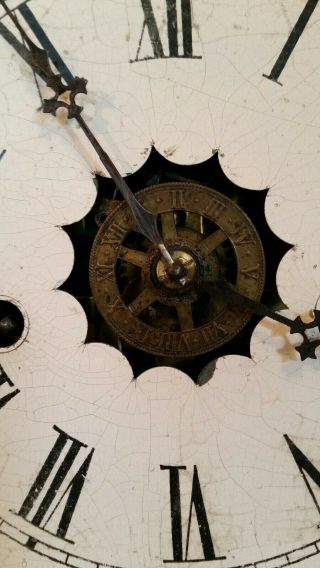 Antique Waterbury Clock Co 8 Day 30 Hour Mantle Wall Clock Parts or Repairs 6