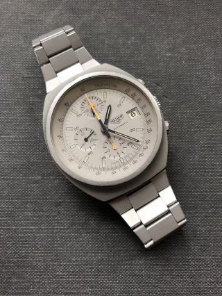 Vintage Heuer 510.  503 Automatic Chronograph Mens Watch Pewter Steel 41,  5mm Swiss