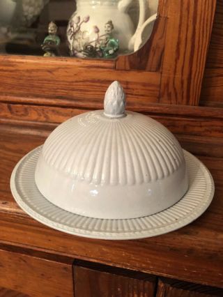 Antique Unusual Wedgwood Antique Cheese Dessert Plate With Dome