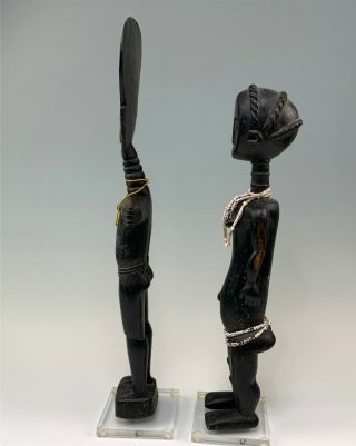 Pair Antique Hand Carved Wood Aboriginal Figures,  Man & Woman 5