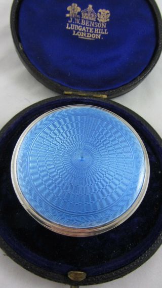 Stunning Vintage Silver Enamel Compact Baby Blue A & J Zimmerman Ltd 1925