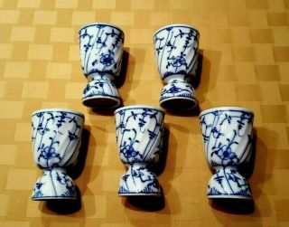 Antique “blue Onion” Double Egg Cups - Set Of Five