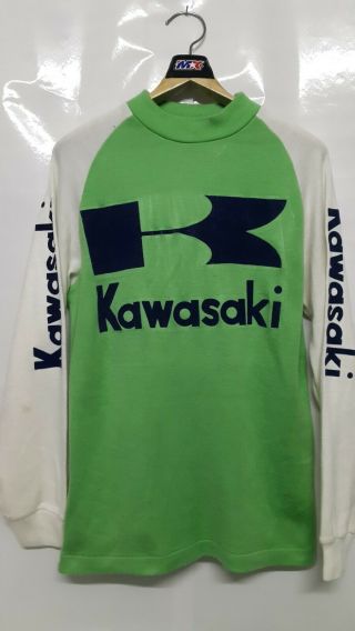 Vintage Motocross Kawasaki Japan Factory Kx 1974 Long Sleeve Jersey Size M Rare