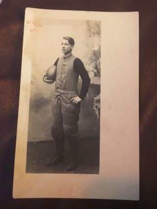 Antique Oneida Ny Rppc Postcard Leatherhead Football Football Player