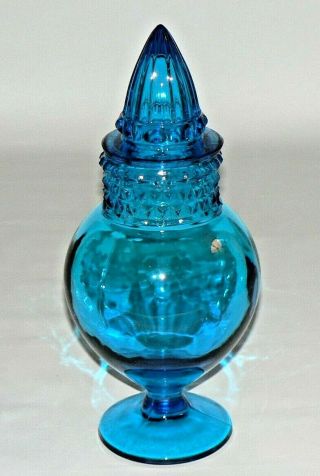 Antique Tiffin Blue Glass Dakota Apothecary General Drug Store Candy Jar