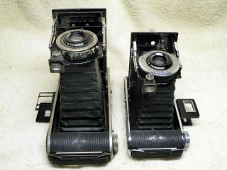 TWO Antique AGFA ANSCO Folding Bellows Film Camera - Plenax PD16 & Viking 4