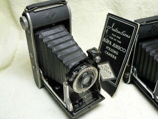 TWO Antique AGFA ANSCO Folding Bellows Film Camera - Plenax PD16 & Viking 7