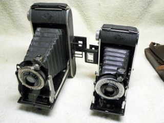 TWO Antique AGFA ANSCO Folding Bellows Film Camera - Plenax PD16 & Viking 8