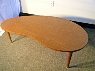 Vintage Mid - Century Kidney Bean Wood Table